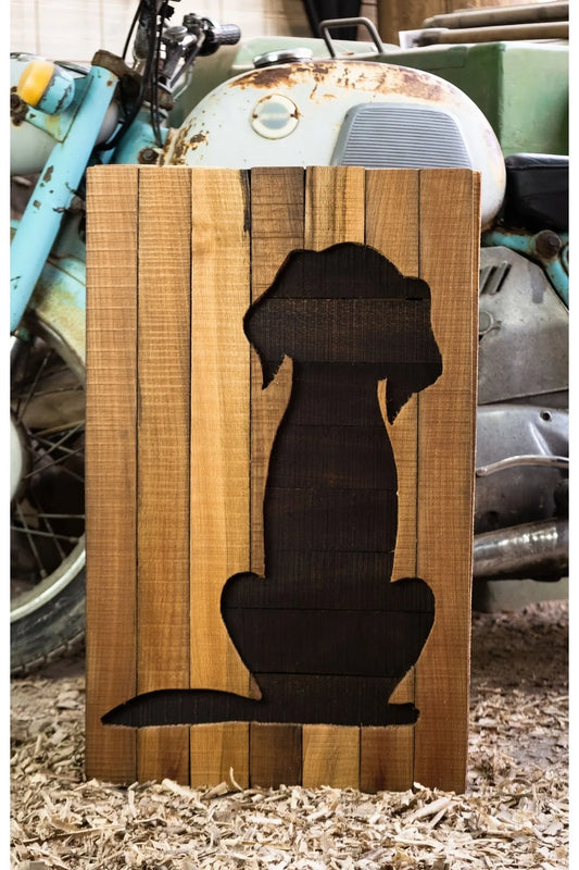 Ahşap Dekoratif Köpek Desenli Duvar Panosu, Ev Ve Ofisler Için Duvar Tablosu 70x40 Cm